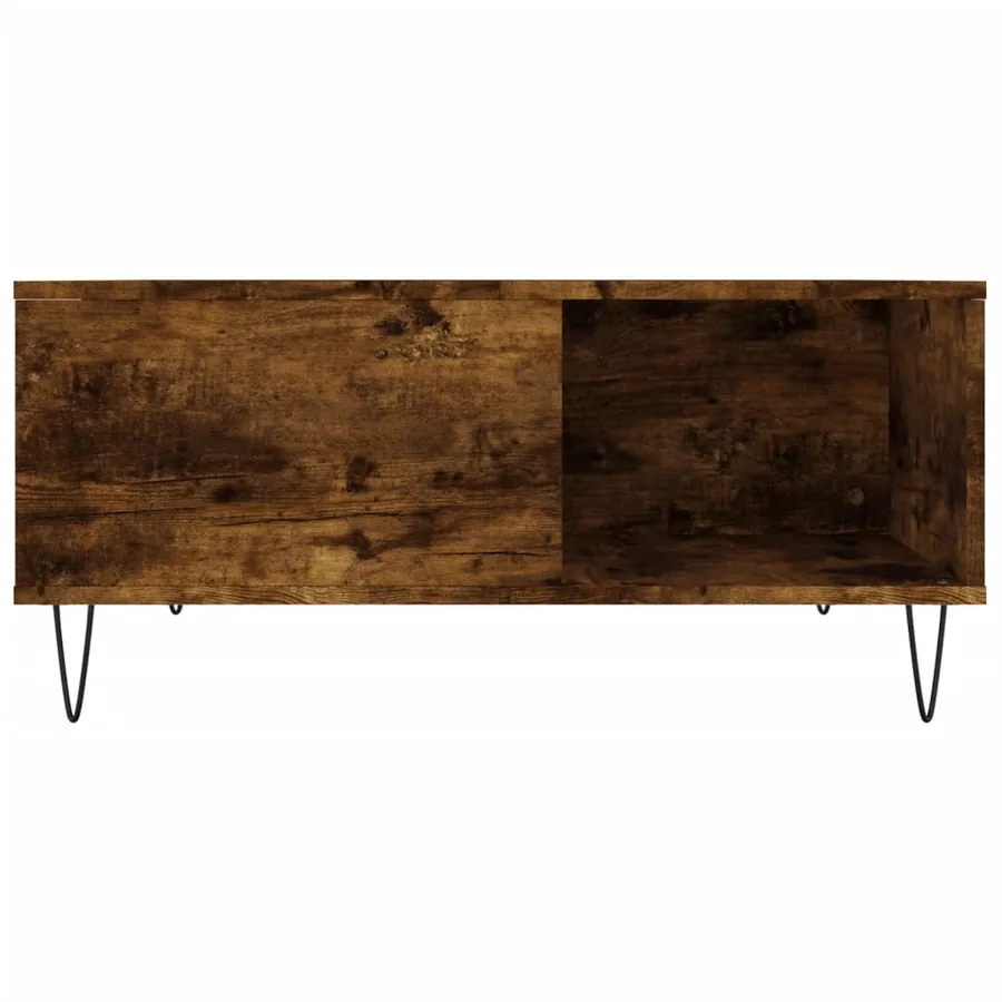 Table basse chêne fumé 80x80x36,5 cm bois d'ingénierie - 5