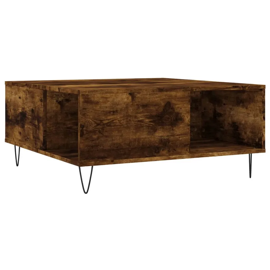 Table basse chêne fumé 80x80x36,5 cm bois d'ingénierie - 6