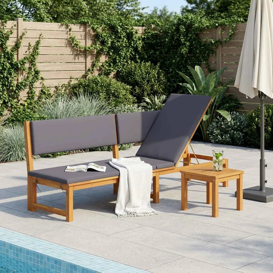 Transat Huile Naturelle 200 x 57 x 75cm Bois d'acacia massif