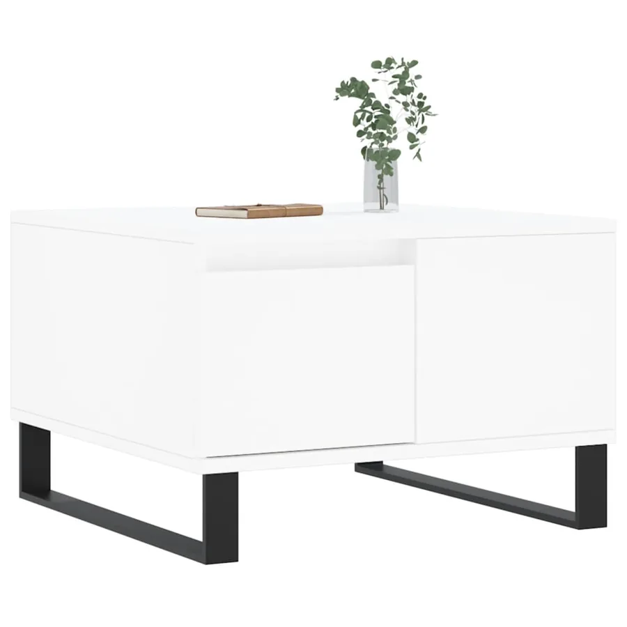 Table basse blanc 55x55x36,5 cm bois d'ingénierie - 3