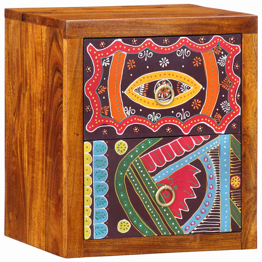Cabinet de chevet Marron 35 x 30 x 40 cm Bois d'Acacia Massif - 2