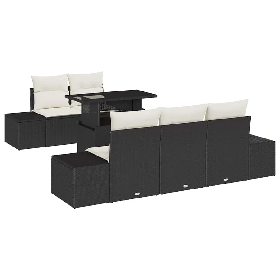 Ensemble de canapé de jardin avec coussin 6 pcs Noir et Crème - 2