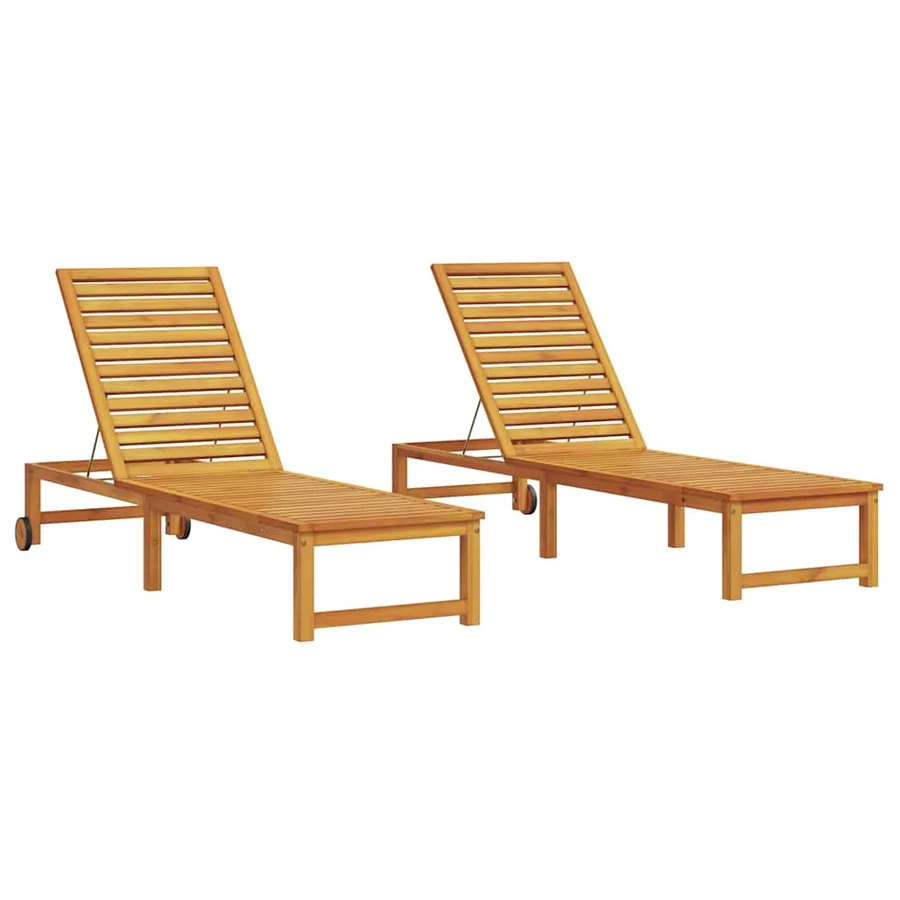 Transat 2 pcs Marron 202 x 53 x 89 cm Bois d'Acacia Massif - 2