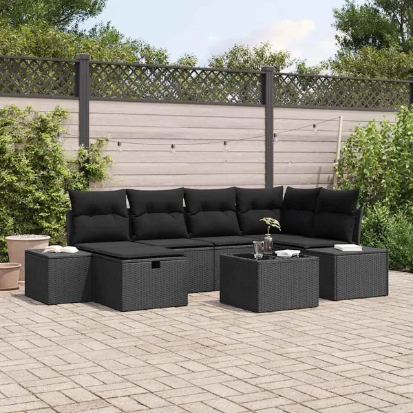 Ensemble de Canapés avec coussin 6 pcs polyrotin