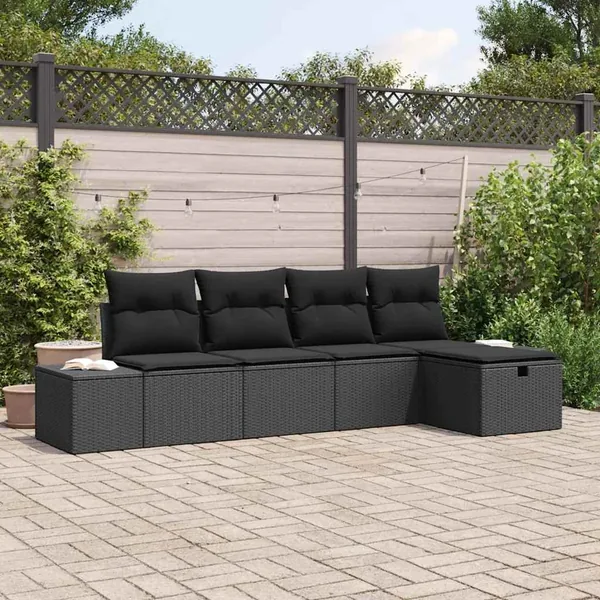 Ensemble de Canapés avec coussin 6 pcs polyrotin