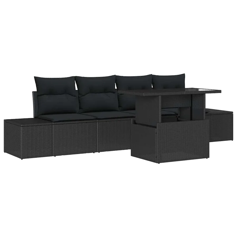 Ensemble de canapé de jardin avec coussin Réglable 5 pcs Noir - 2