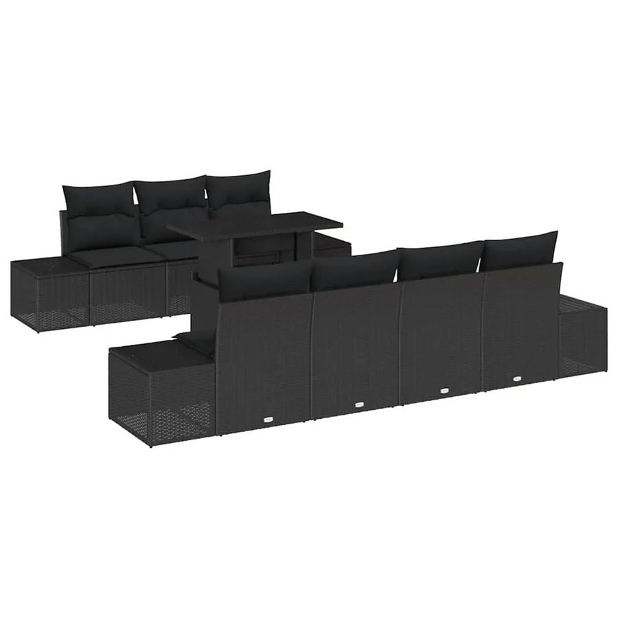 Ensemble de canapé de jardin avec coussin 8 pcs Noir - 2