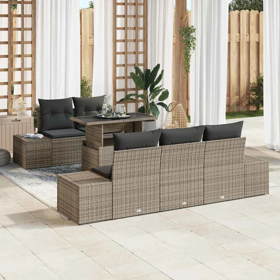 Ensemble de canapé de jardin avec coussin Réglable 6 pcs Gris