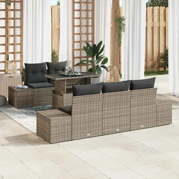 Ensemble de canapé de jardin avec coussin Réglable 6 pcs Gris