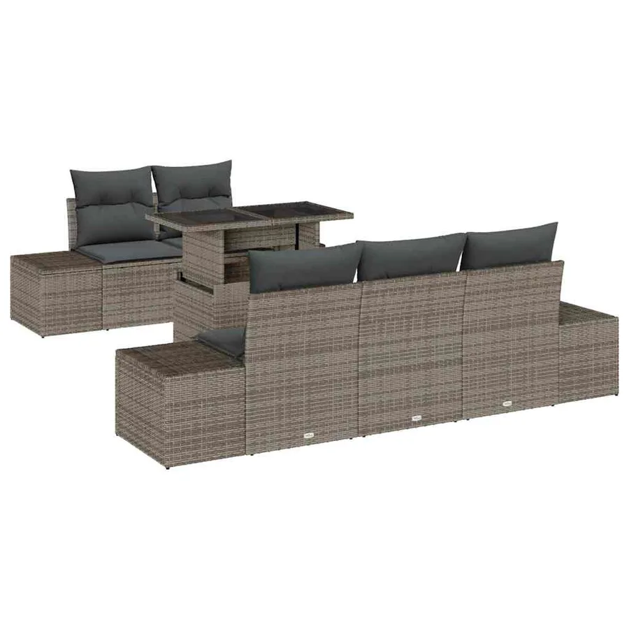 Ensemble de canapé de jardin avec coussin Réglable 6 pcs Gris - 2