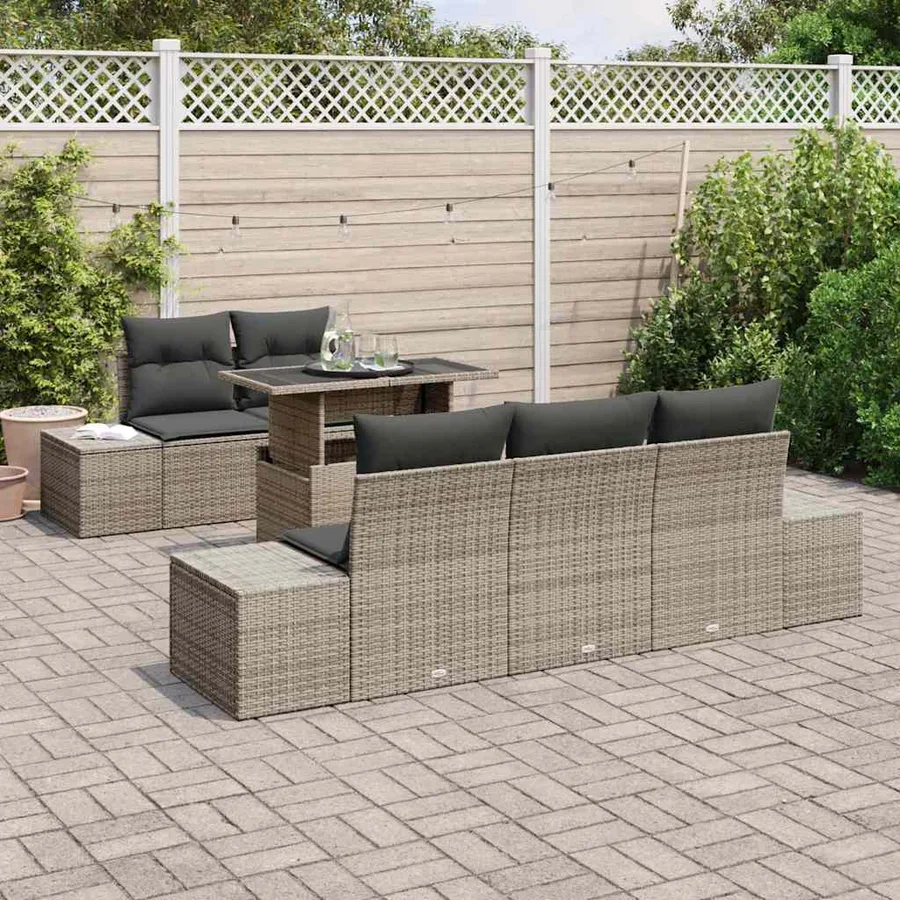 Ensemble de canapé de jardin avec coussin Réglable 6 pcs Gris - 3