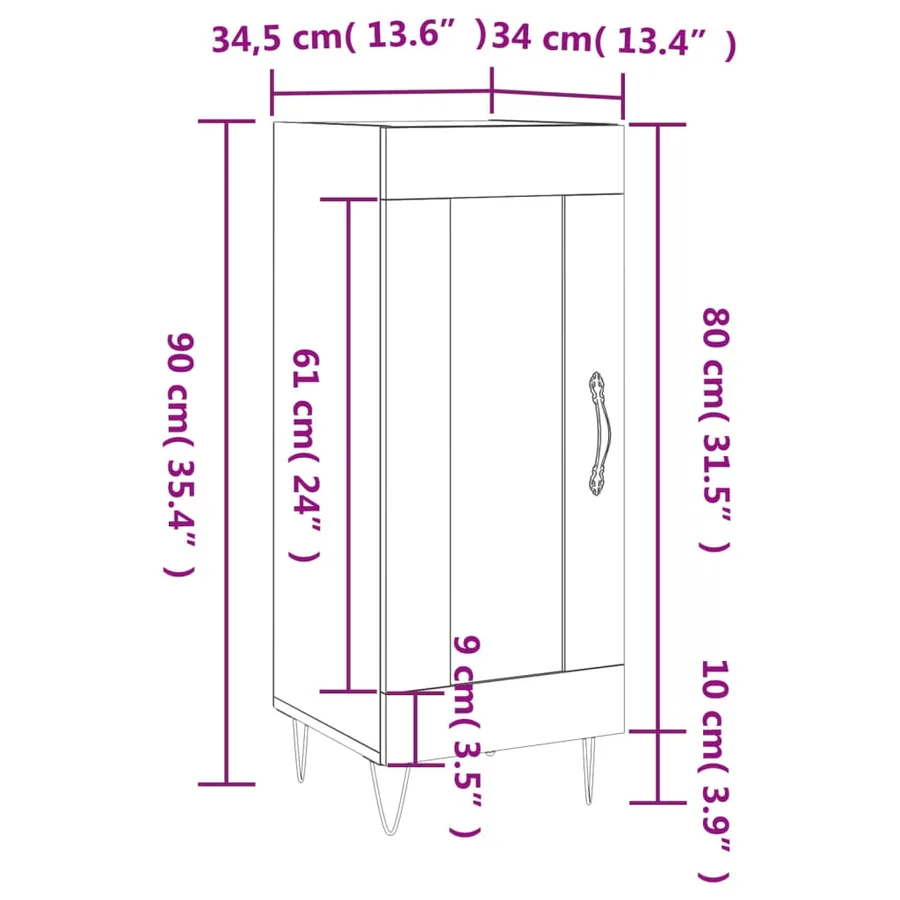 Buffet Chêne fumé 34,5x34x90 cm Bois d'ingénierie - 13