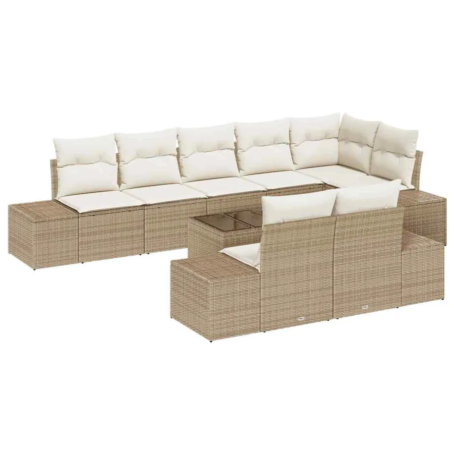 Ensemble de canapé de jardin Beige et crème Poly rotin - 2