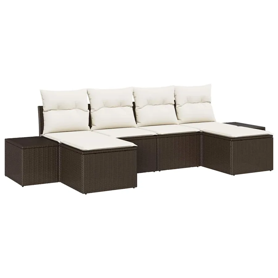 Ensemble de canapé de jardin 4 pcs Marron et Crème polyrotin - 2