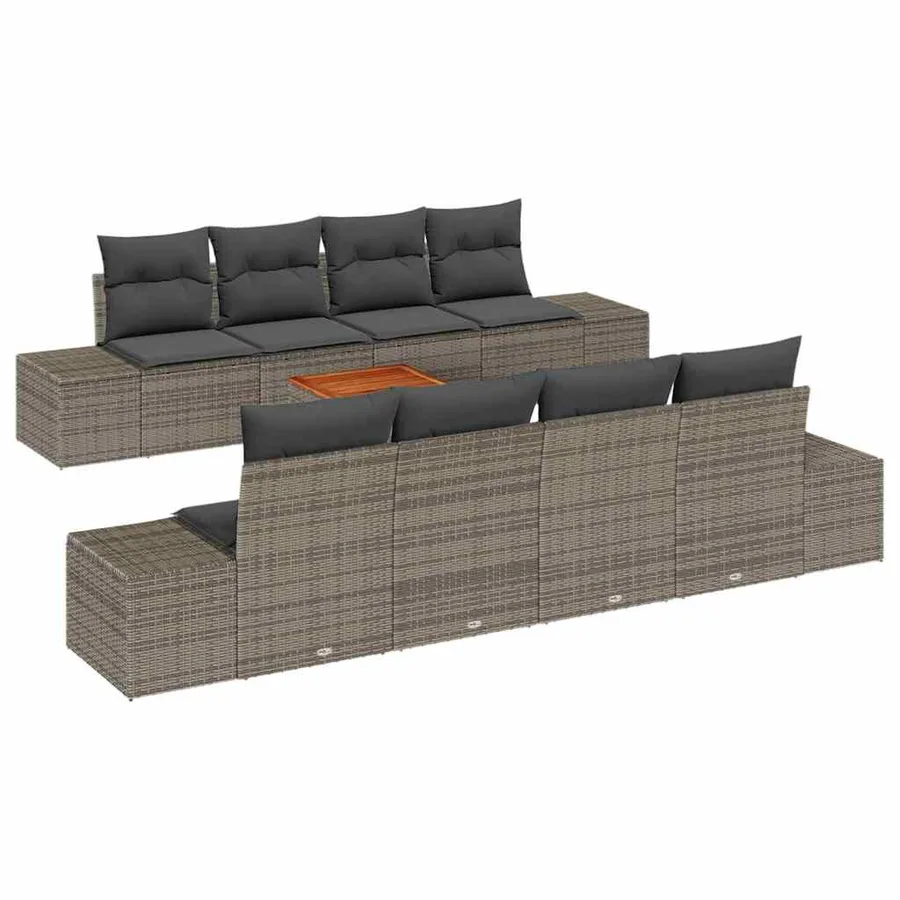 Ensemble de canapé de jardin avec stockage 9 pcs Gris polyrotin - 2