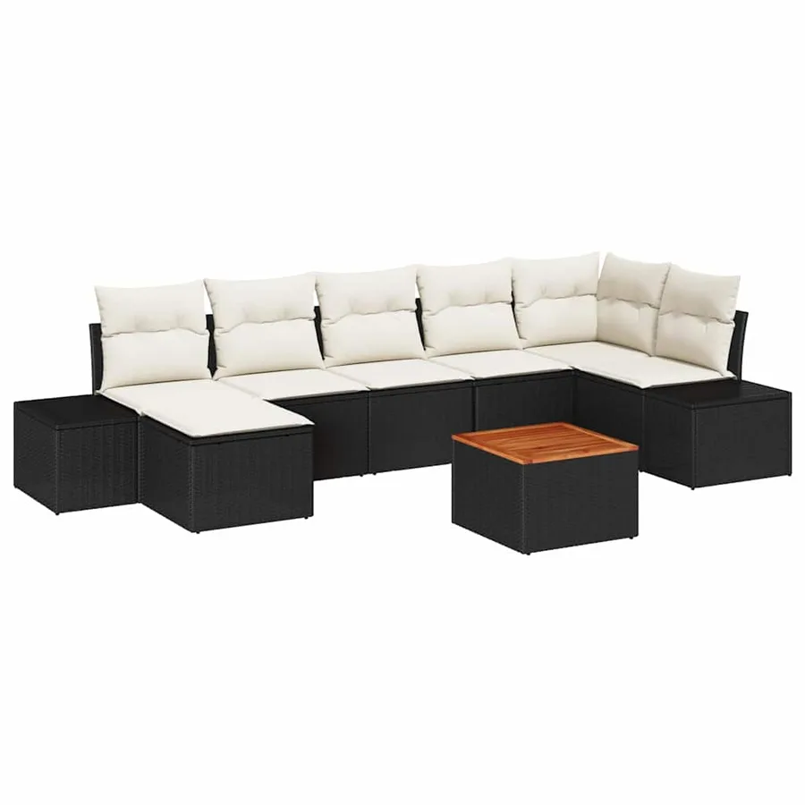 Ensemble de canapé de jardin 8 pcs Noir et blanc - 2