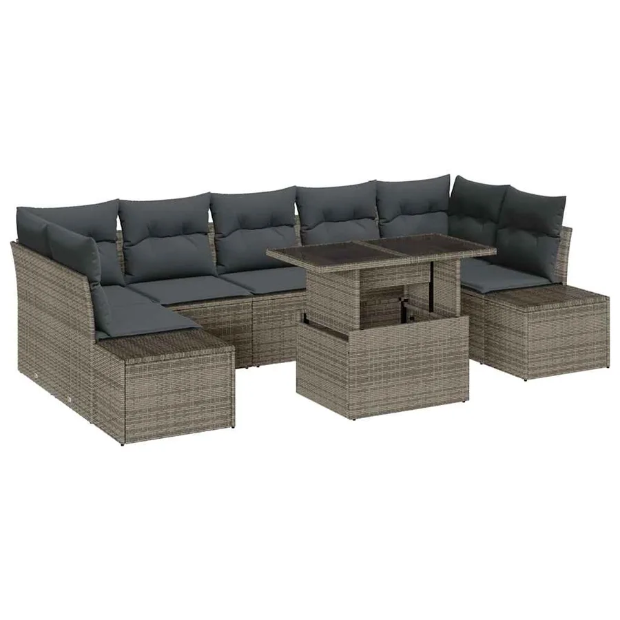 Ensemble de canapé de jardin avec coussin 8 pcs Gris - 2
