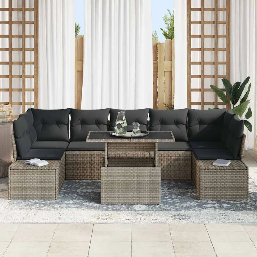 Ensemble de canapé de jardin avec coussin 8 pcs Gris - 3