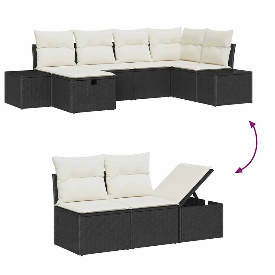 Ensemble de Canapés avec coussin 7 pcs polyrotin - 9