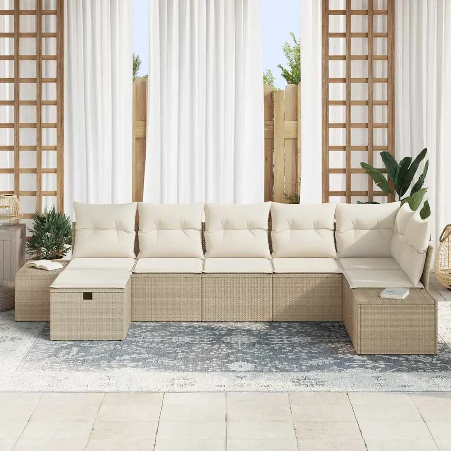 Ensemble de Canapés avec coussin 7 pcs polyrotin - 3