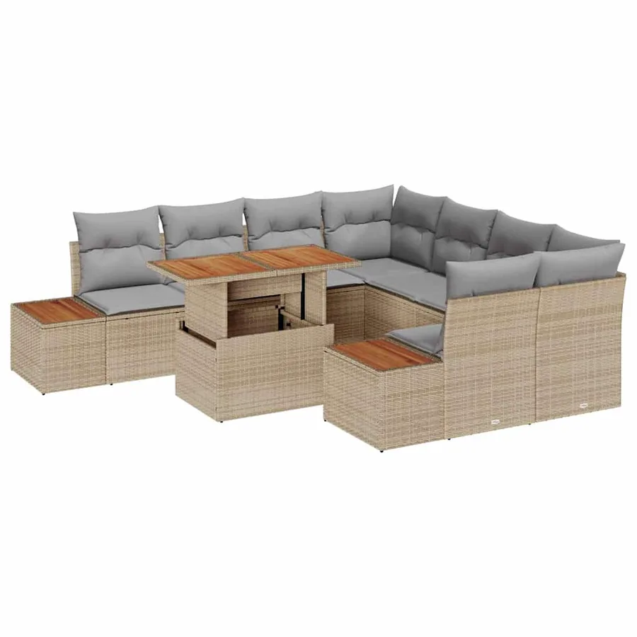 Ensemble de canapé de jardin 9 pc Beige et gris - 2