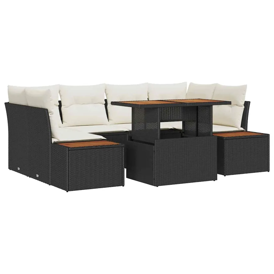 Ensemble de canapé de jardin 9 pc Noir et Beige - 2
