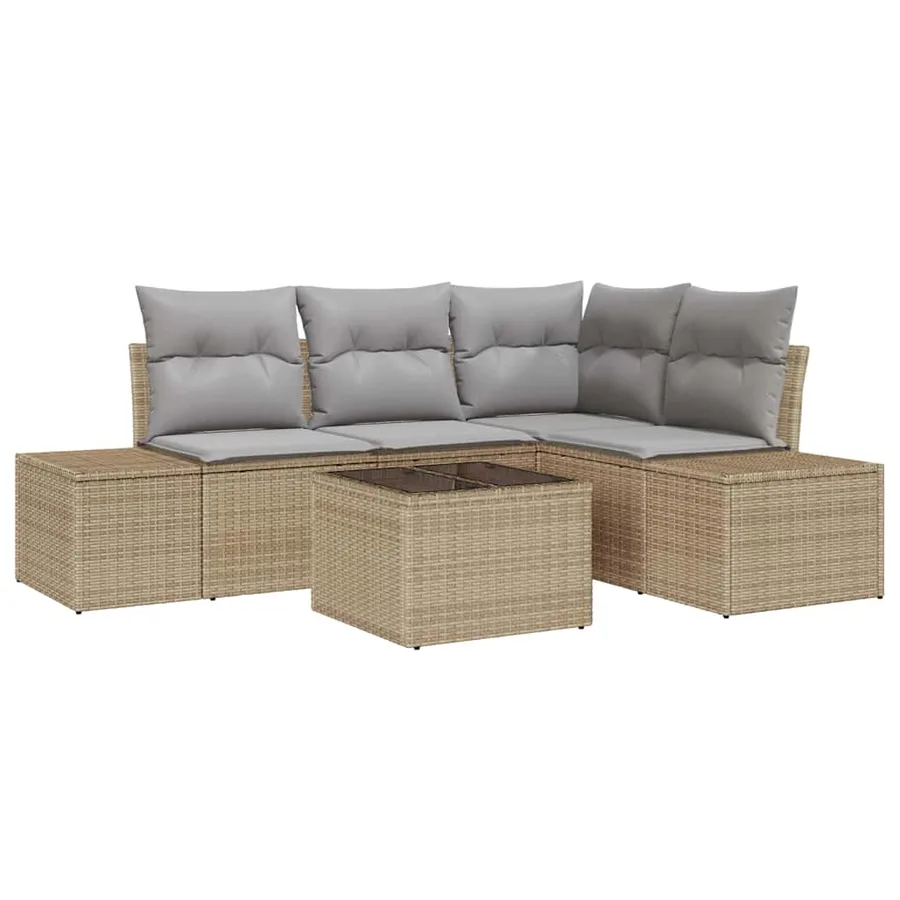 Ensemble de canapé de jardin Beige et Gris clair polyrotin - 2