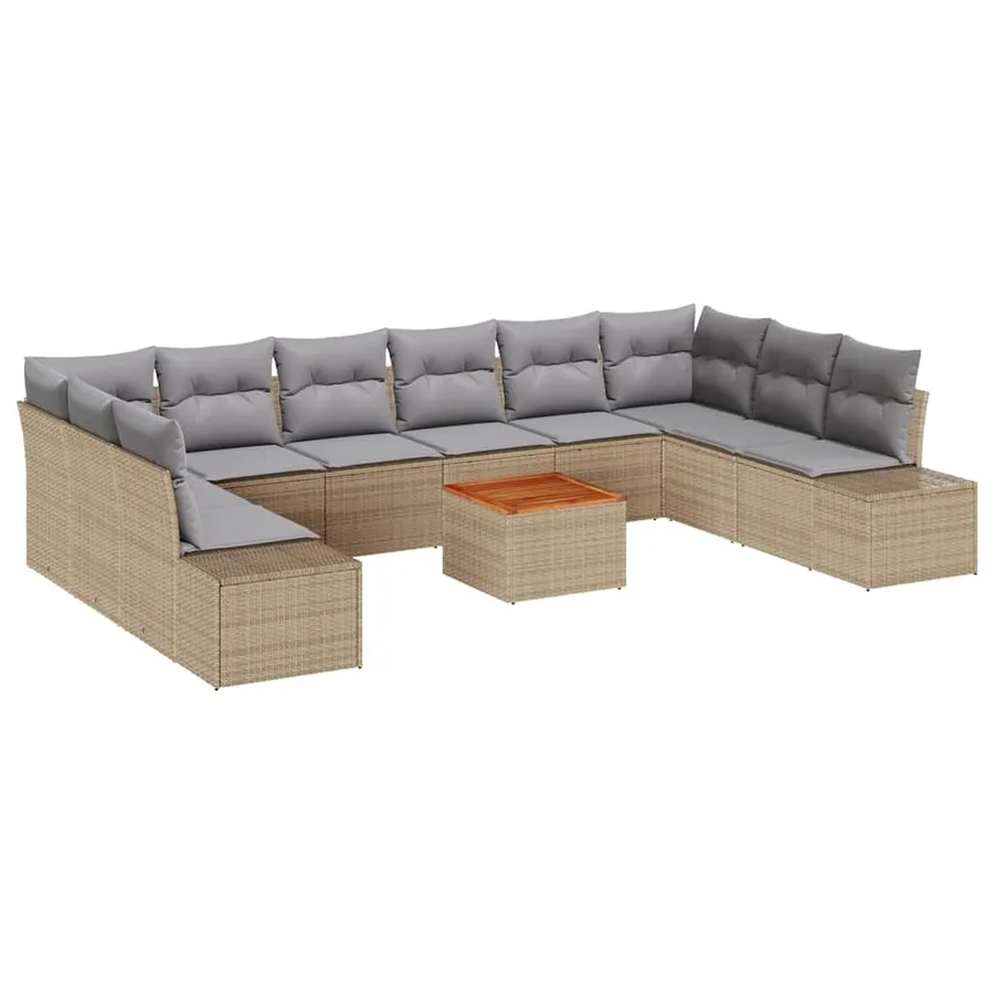Ensemble de canapé de jardin 11 pcs beige et gris clair - 2