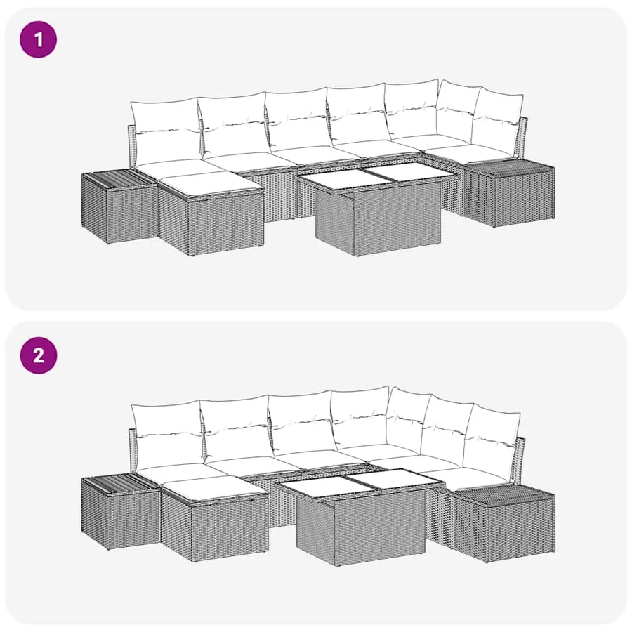 Ensemble de canapé de jardin 8 pcs Beige Poly rotin - 18