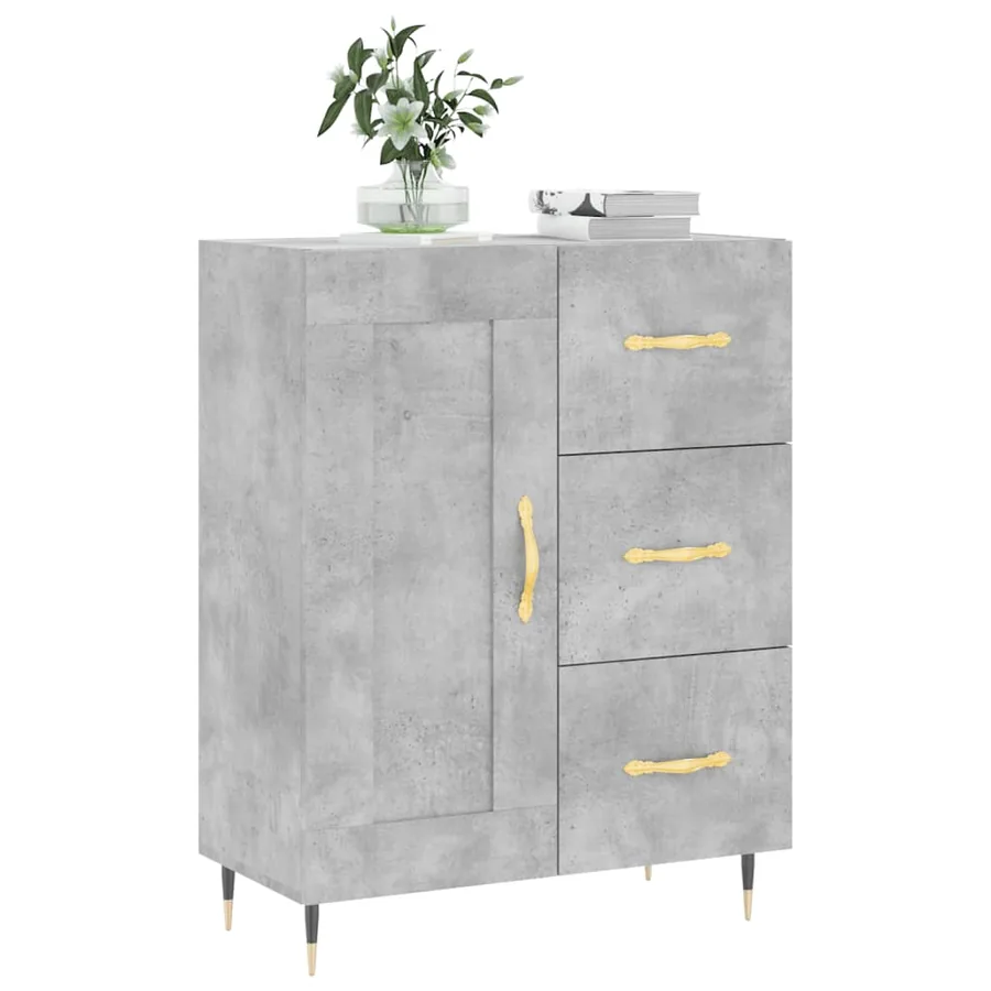 Buffet gris béton 69,5x34x90 cm bois d'ingénierie - 3