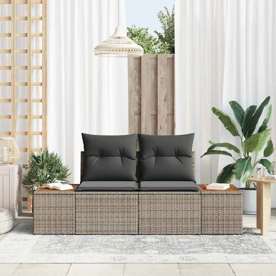 Canapé de jardin Gris 184 x 62 x 85cm polyrotin - 3