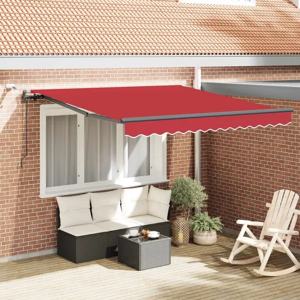 Auvent rétractable Rouge 350 x 250 cm Polyester