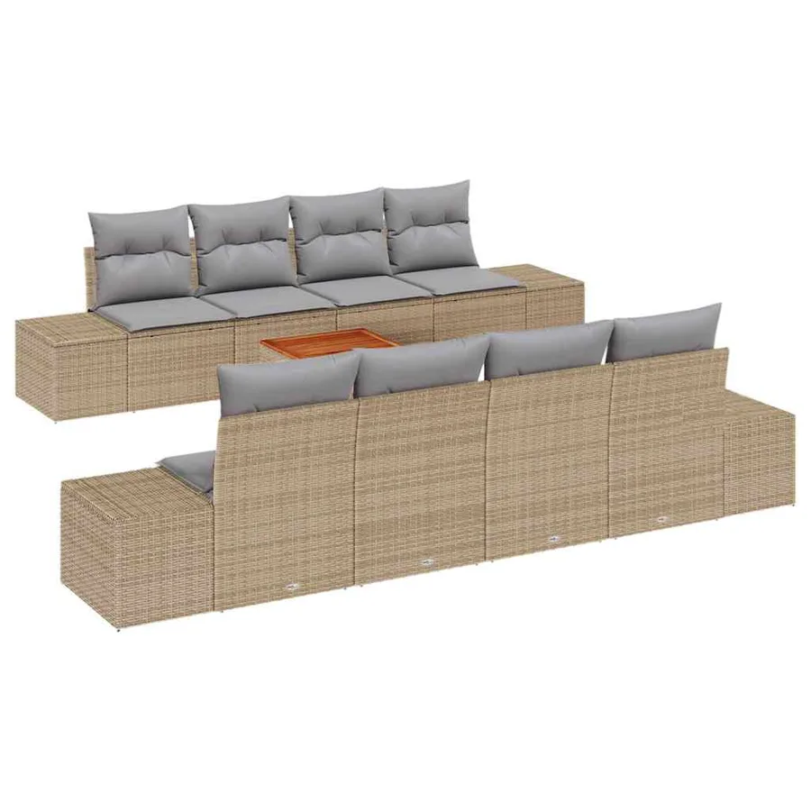 Ensemble de canapé de jardin 9 pcs Beige et Gris clair - 2
