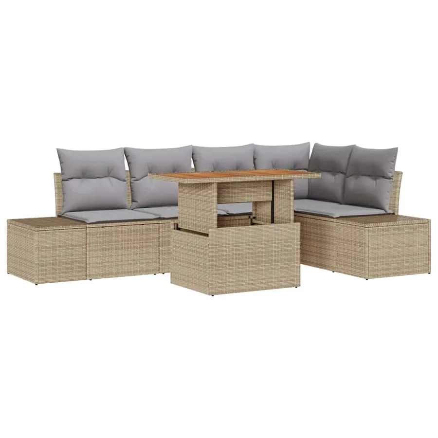 Ensemble de canapé de jardin 6 pcs Beige Poly rotin - 2