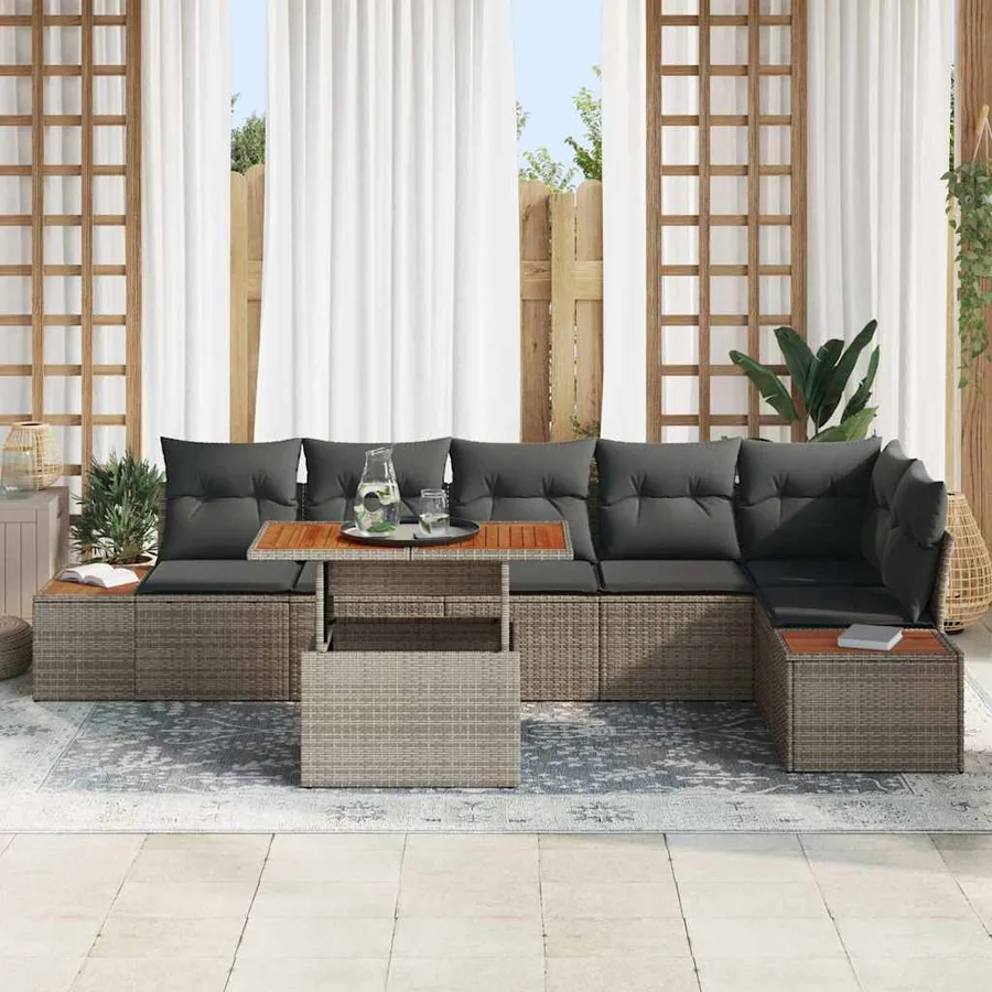 Ensemble de canapé de jardin 7 pc Gris et marron - 3