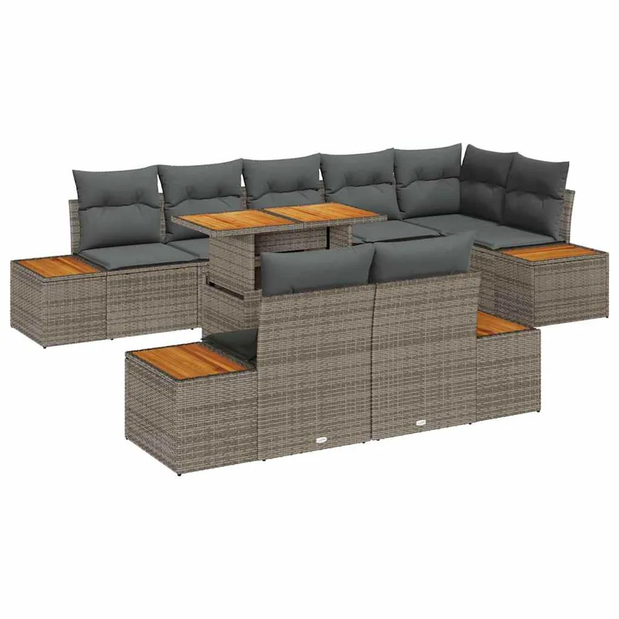 Ensemble de canapé de jardin 9 pc Gris et marron - 2