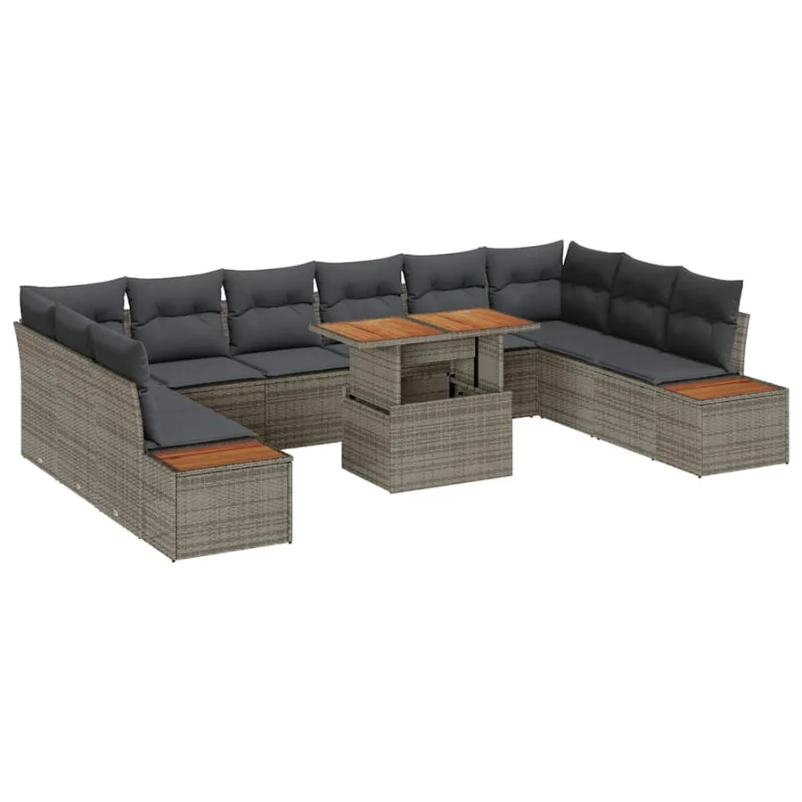 Ensemble de canapé de jardin 11 pc Gris et marron - 2