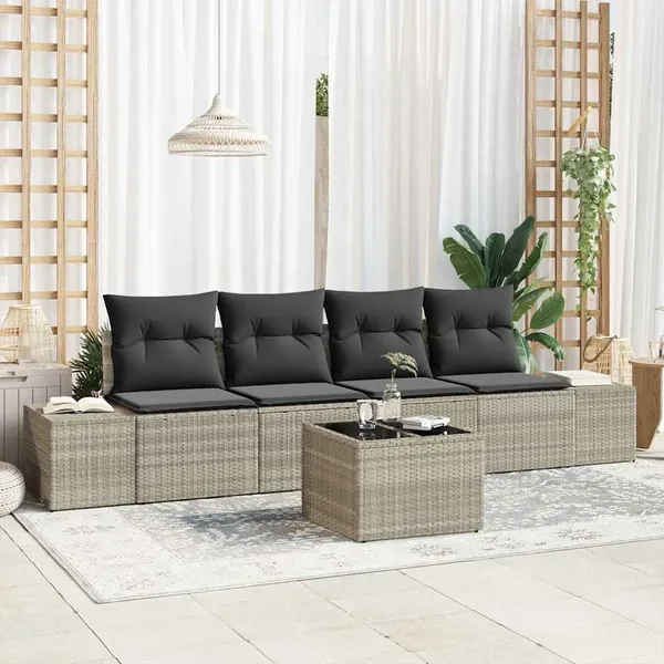 Ensemble de canapé de jardin 5 pcs Gris clair et gris foncé