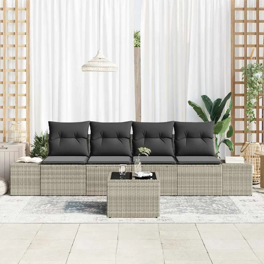 Ensemble de canapé de jardin 5 pcs Gris clair et gris foncé - 3
