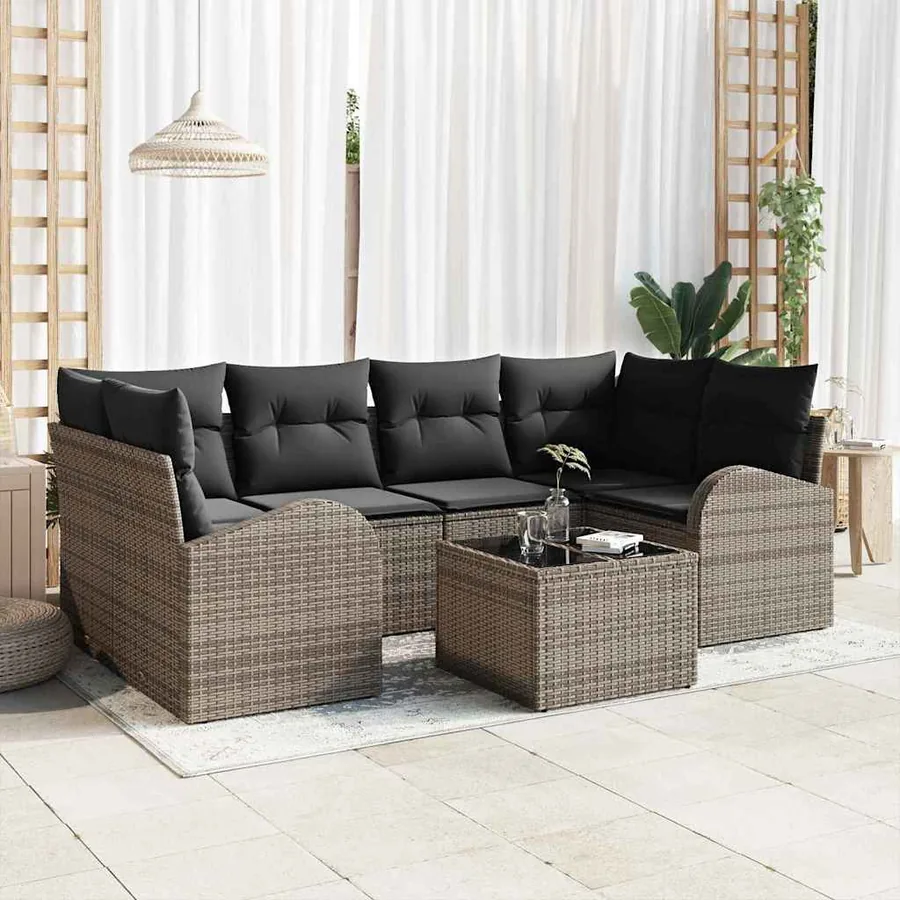 Ensemble de canapé de jardin Gris 55 x 55 x 37 cm polyrotin