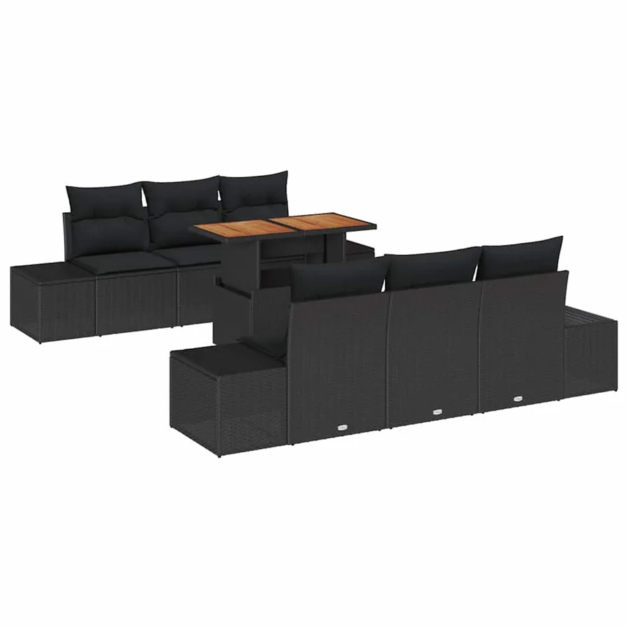 Ensemble de canapé de jardin 7 pc Noir et Marron - 2