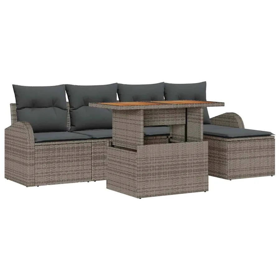Ensemble de canapé de jardin avec coussin 6 pcs Gris - 2