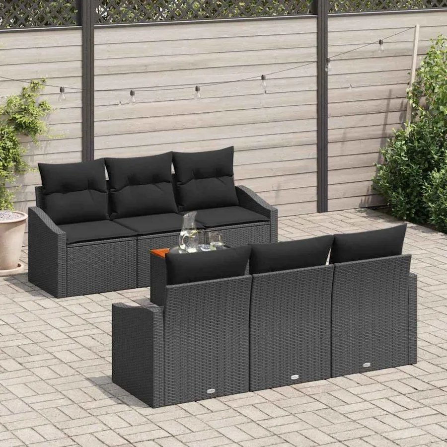 Ensemble de canapé de jardin avec stockage 7 pcs Noir polyrotin - 3