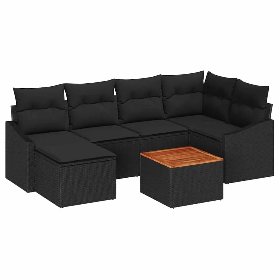 Ensemble de canapé de jardin avec stockage 7 pcs Noir polyrotin - 2