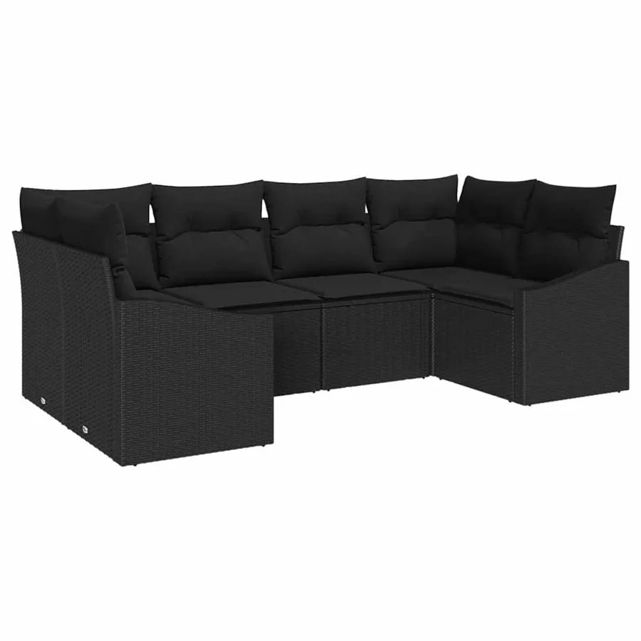 Ensemble de canapé de jardin avec stockage 6 pcs Noir polyrotin - 2