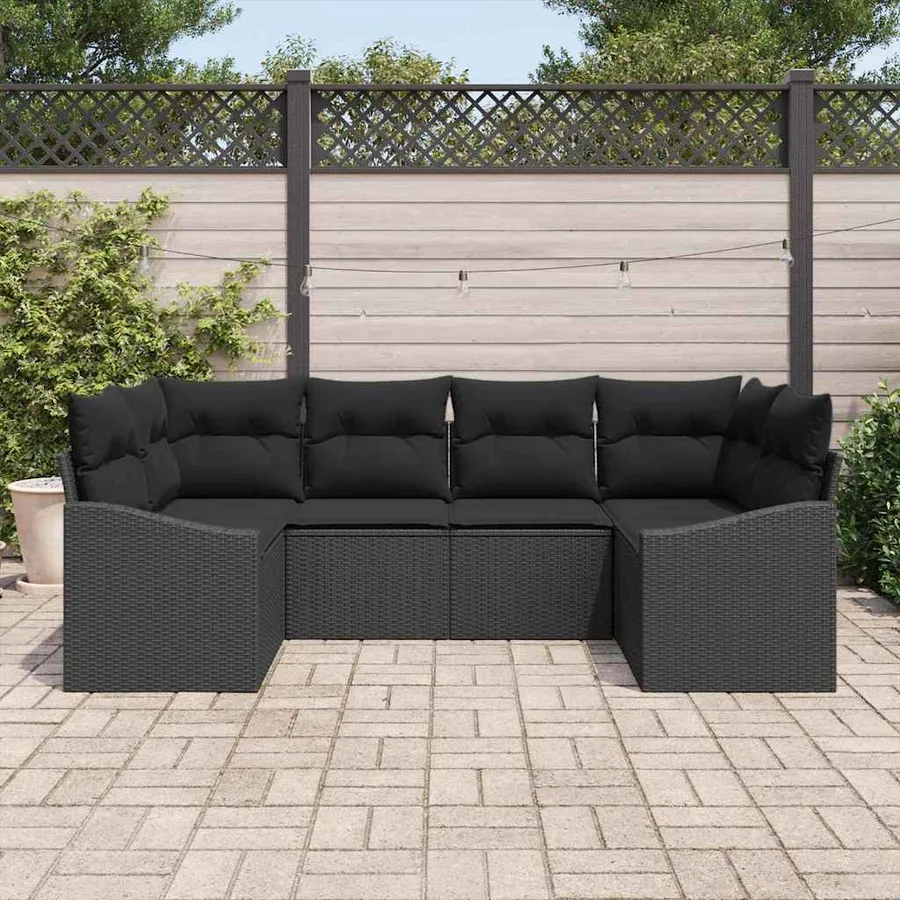 Ensemble de canapé de jardin avec stockage 6 pcs Noir polyrotin - 3