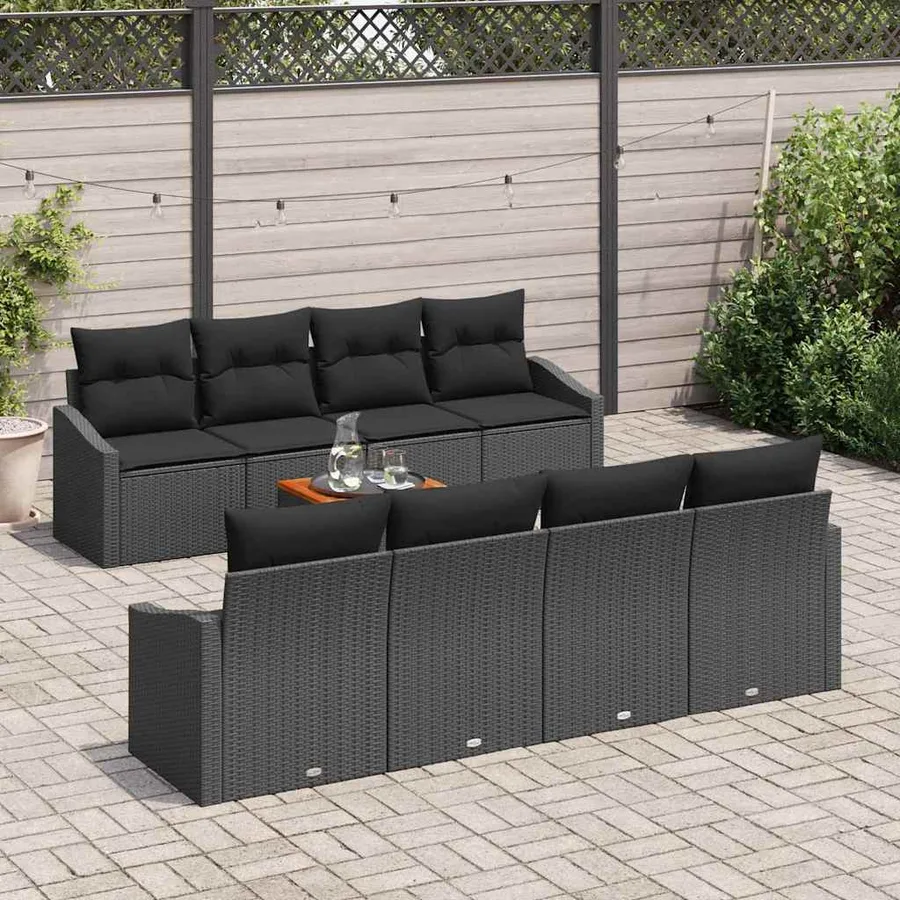 Ensemble de canapé de jardin avec stockage 9 pcs Noir polyrotin - 3