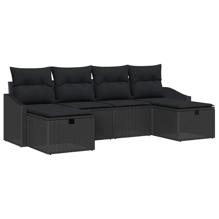 Ensemble de Canapés avec coussin 6 pcs polyrotin - 2