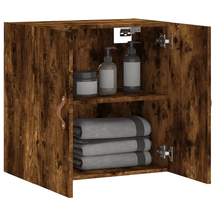 Armoire murale chêne fumé 60x31x60 cm bois d'ingénierie - 4