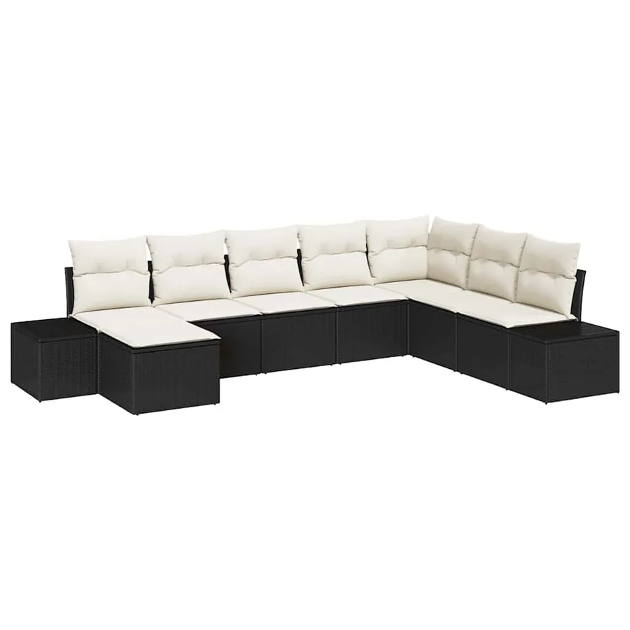 Ensemble de canapé de jardin avec coussin 8 pcs polyrotin - 2